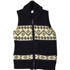 Women’s Navy and Green Patterned Sweater Vest